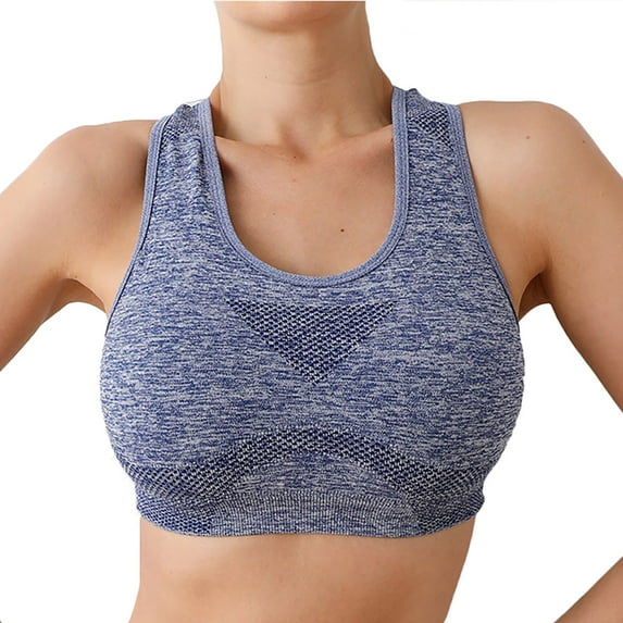 Zpanxa Sports Bras for Women Fashion Solid Color Sports Bra with Chest Pads and Shock Absorbent Underwear Blue M