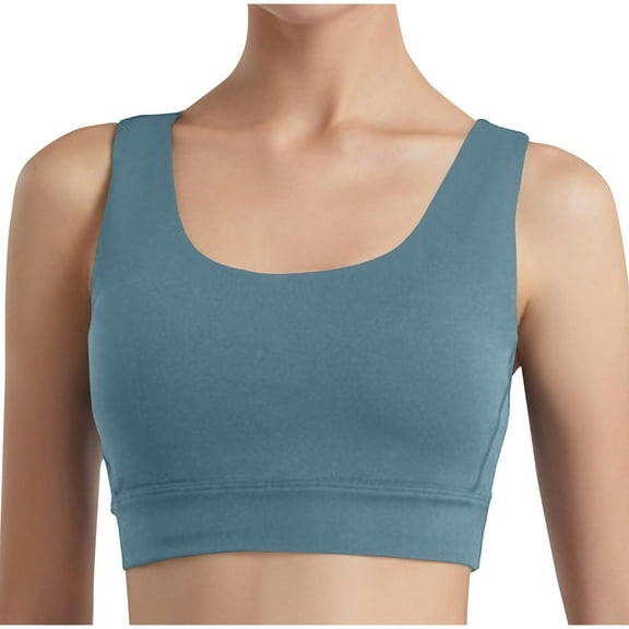Zpanxa Sports Bras for Women, Plus Size Bras for Women, Solid Color Overlapping Shoulder Straps Sport Bras without Steel Rim