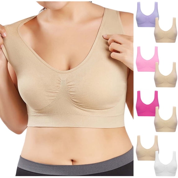 Zpanxa Sports Bras for Women, Plus Size Women's Ultra Thin Full Coverage Sports Bra Wirefree Comfort T-Shirt Bra