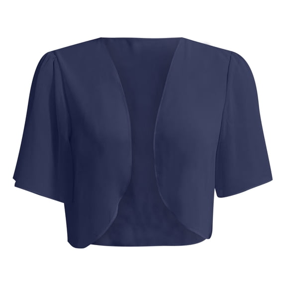 Zpanxa Summer Cardigans for Women Lightweight Soft Chiffon Tops Open Front Sheer Short Sleeve Cardigans Outwear for Evening Dress Blue L