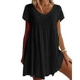 thumbnail image 1 of Zpanxa Summer Dresses for Women Summer Casual V-Neck Short Sleeve Folding Solid Dresses Black L, 1 of 8