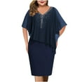 thumbnail image 1 of Zpanxa Sundresses for Women, Summer Dresses for Women Fashion Printing Hot Drilling Chiffon Dress Shawl Sleeveless V-Neck Dress Navy 3XL, 1 of 5