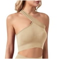 thumbnail image 1 of Zpanxa Supportive Sports Bras for Women Women's Seamless Wireless Black One Shoulder Asymmetrical Ribbed Pullover for Yoga Gym Workout, 1 of 9