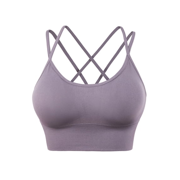 Zpanxa Supportive Sports Bras for Women Women's Seamless Wireless Pullover with Adjustable Crisscross Back Straps and Ribbed Hem for Yoga Workout
