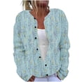 thumbnail image 1 of Zpanxa Sweaters for Women Printed Buttoned Knit Cardigan, Long Sleeve, Everyday Casual 3XL, 1 of 5