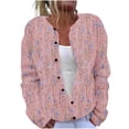 thumbnail image 1 of Zpanxa Sweaters for Women Printed Buttoned Knit Cardigan, Long Sleeve, Everyday Casual M, 1 of 5