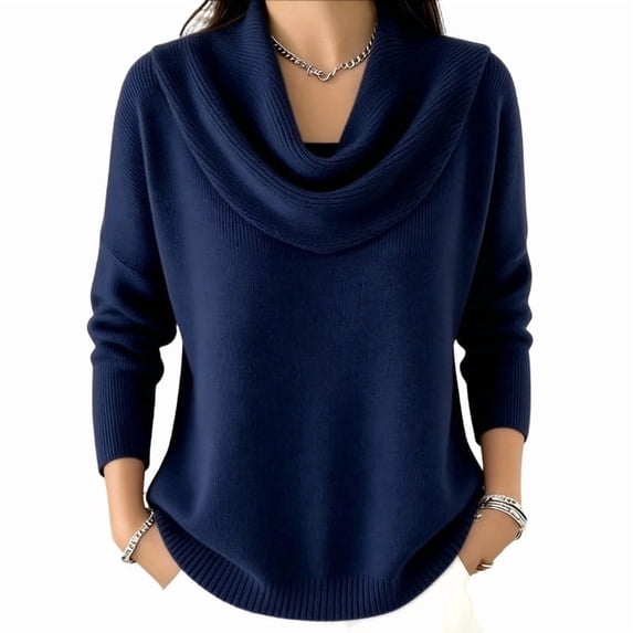Zpanxa Fall Sweaters for Women Cowl Neck Knit Pullover Sweater Long Sleeve for Daily Casual
