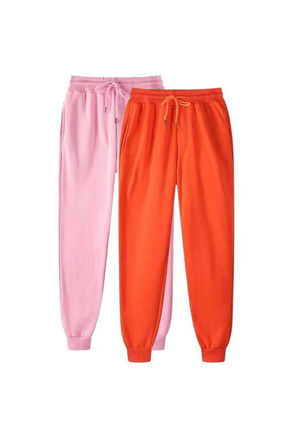 Sweatpants Women 2PCS High Waisted Lounge Pants Casual Workout Active Joggers Pants Fashion Solid Color Home Pants for Sport Runnning Walking Orange C M