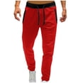 thumbnail image 1 of Zpanxa Sweatpants for Men, Men Fashion Solid Casual Elastic Waist With Pocket Trousers Sport Pants Red S, 1 of 6
