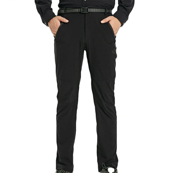 Zpanxa Sweatpants for Men Solid Color Washed Outdoor Elastic Mountaineering Quick Drying Casual Pants Black M