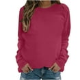 thumbnail image 1 of Zpanxa Sweatshirt for Women Fashion Casual Long Sleeve Round Neck Ladies Sweatshirt Tops Blouse Hot Pink B XL, 1 of 4