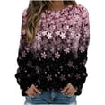 thumbnail image 1 of Zpanxa Sweatshirt for Women Round Neck Printed Sweater Long Sleeve Sweater Pink B M, 1 of 4