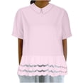 thumbnail image 1 of Zpanxa Sweet Retro Blouse for Women Short Sleeve Solid Color Top with Lace Peter Pan Collar Feminine Vintage Inspired Casual Shirt, 1 of 5