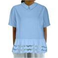 thumbnail image 1 of Zpanxa Sweet Retro Blouse for Women Short Sleeve Solid Color Top with Lace Peter Pan Collar Feminine Vintage Inspired Casual Shirt, 1 of 6