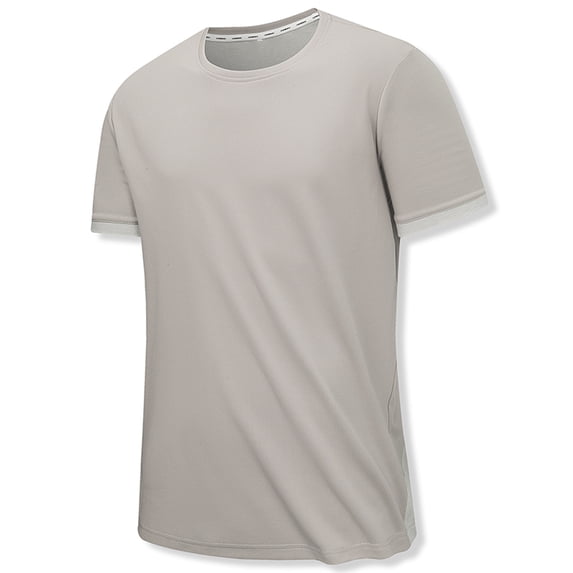 Zpanxa T Shirts for Men, Gym Shirts Men Patchwork Color Short Sleeve T-Shirt Shirt Lapel Casual Slim Stretch Sports T-Shirt Top Shirt Blouse Khaki XL