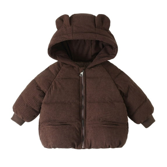 Zpanxa Toddler Boys Girls Corduroy Padded Jacket Hooded Fall Winter Warm Insulated Long Sleeve Casual Outerwear for Kids 1-6Y