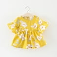 thumbnail image 1 of Zpanxa Toddler Girl Outfits Princess Dresses, Baby Girls Cute Flowers Print Short Sleeve Skirt Casual Dress, Cotton Dresses Yellow (18-24 Months), 1 of 3