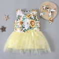thumbnail image 1 of Zpanxa Toddler Girl Outfits Princess Dresses, Baby Girls Cute Sleeveless Flowers Print Mesh Bow Skirt Casual Dress, Cotton Dresses Yellow (12-18 Months), 1 of 8