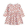 thumbnail image 1 of Zpanxa Toddler Girl Outfits Princess Dresses, Baby Girls Long Sleeve One-Piece Floral Print Skirt Casual Dress, Cotton Dresses Orange (12-18 Months), 1 of 7