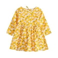 thumbnail image 1 of Zpanxa Toddler Girl Outfits Princess Dresses, Baby Girls Long Sleeve One-Piece Floral Print Skirt Casual Dress, Cotton Dresses Yellow (6-9 Months), 1 of 7