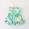 thumbnail image 1 of Zpanxa Toddler Girl Outfits Princess Dresses, Baby Girls Print Sleeveless Tank Cute Doll Collar and Satchel Casual Dress, Cotton Dresses Green (1-2 Years), 1 of 3