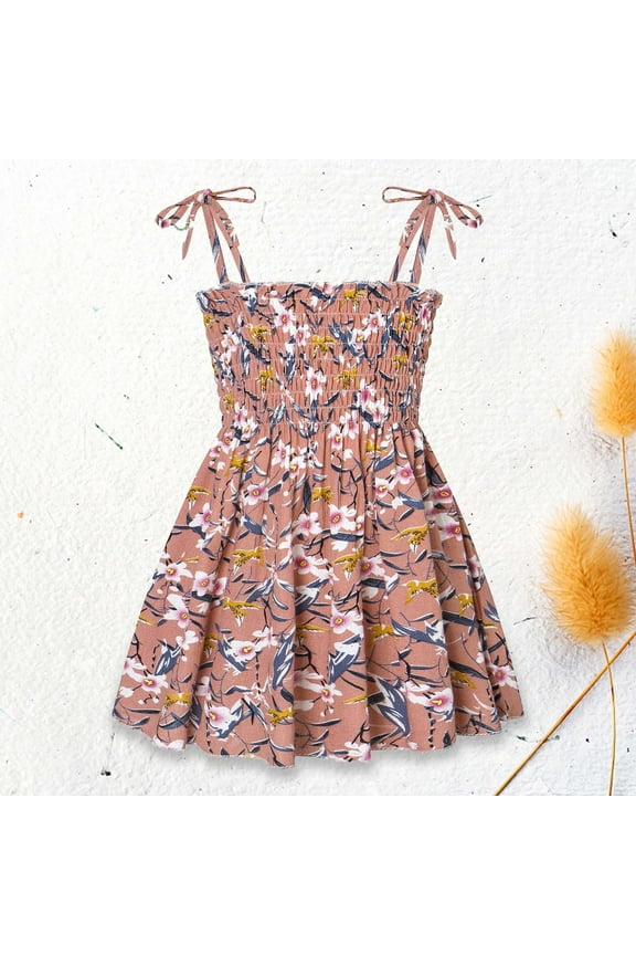 Toddler Girl Outfits Princess Dresses, Baby Girls Sleeveless Sling Graphic Print Casual Dress, Cotton Dresses Multicolor (9-12 Months)