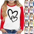 thumbnail image 1 of Zpanxa Toddler Girls Double Heart Graphic Raglan Long Sleeve T-Shirt Color Contrast Baseball Tee Casual Daily Layering Tops, 1 of 6