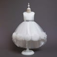 thumbnail image 1 of Zpanxa Toddler Girls Princess Dress, Little Girls Party Wedding Formal Dress, Flower Tail Dress Net Gauze Dress, Kids Pageant Flower Girl Sleeveless Dress, Birthday Gifts for Girls White (4-5 Years), 1 of 8
