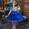 thumbnail image 1 of Zpanxa Toddler Girls Princess Dress, Little Girls Party Wedding Dress, Bow Tie Lace Flowers Mesh Tufted Dress, Kids Pageant Flower Girl Sleeveless Dress, Birthday Gifts for Girls Blue (7-8 Years), 1 of 8