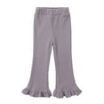 thumbnail image 1 of Zpanxa Toddler Girls Ruffle Hem Knit Flare Pants Elastic Pull On Waist Soft Stretchy Bell Bottom Trousers 7 Versatile Solid Neutral Colors, 1 of 2