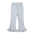 thumbnail image 1 of Zpanxa Toddler Girls Ruffle Hem Knit Flare Pants Elastic Pull On Waist Soft Stretchy Bell Bottom Trousers 7 Versatile Solid Neutral Colors, 1 of 8