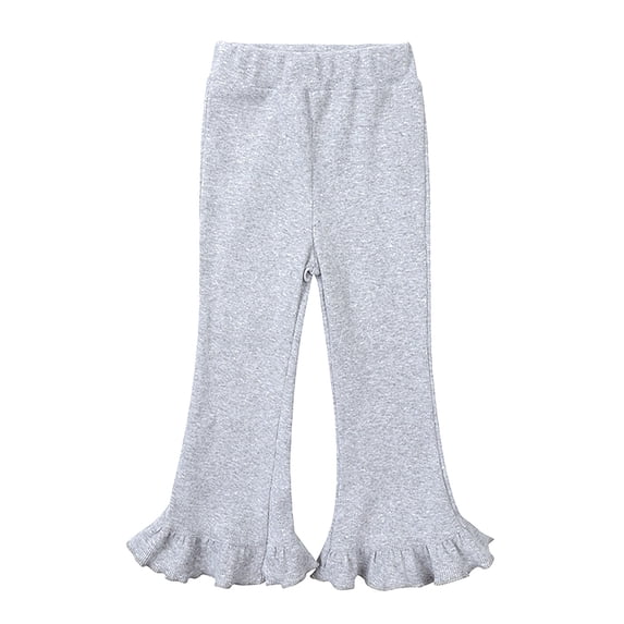 Zpanxa Toddler Girls Ruffle Hem Knit Flare Pants Elastic Pull On Waist Soft Stretchy Bell Bottom Trousers 7 Versatile Solid Neutral Colors