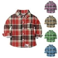 thumbnail image 1 of Zpanxa Toddler Kids Solid Long Sleeve Button Down Collared Shirts Boys Casual Pocket Basic Woven Shirts, Lightweight Daily Wear Dress Tops, 1 of 8