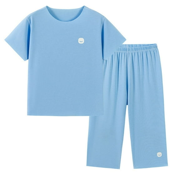 Zpanxa Toddler Summer Pajama Set Tencel Blend Short Sleeve Outfit A Class Certified Loungewear for Baby Boys Girls