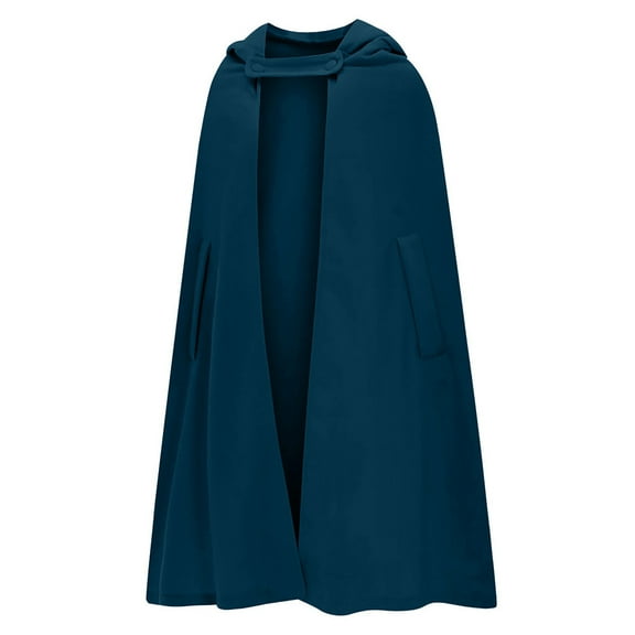 Zpanxa Trench Coats for Women Open Front Cardigan Jacket Coat Shawl Cape Cloak Mantle Hooded Lightweight Windbreaker Jacket Outwear Blue M