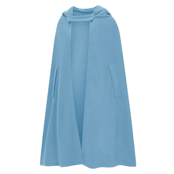Zpanxa Trench Coats for Women Open Front Cardigan Jacket Coat Shawl Cape Cloak Mantle Hooded Lightweight Windbreaker Jacket Outwear Light Blue L