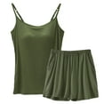 thumbnail image 1 of Zpanxa Two Piece Sets for Women Summer Outfits Lounge Sets, Thin Casual Loose Suspender Tops and Shorts with Pockets, Women's Pajama Sets, Solid Color Comfy Homewear Clothes Army Green A L, 1 of 6