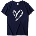 thumbnail image 1 of Zpanxa Valentines Day Gifts, Womens Summer Tops Clearance, O-neck Pullover Love Solid Color Printing Short Sleeves T-shirt Tops Womens Workout Tops Shirts Navy M, 1 of 3