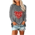 thumbnail image 1 of Zpanxa Valentines Shirts for Women Cute Long Sleeve Tops Fashion Crew Neck Loose T-Shirt Blouse Valentines Day Gifts Gray D, 1 of 6