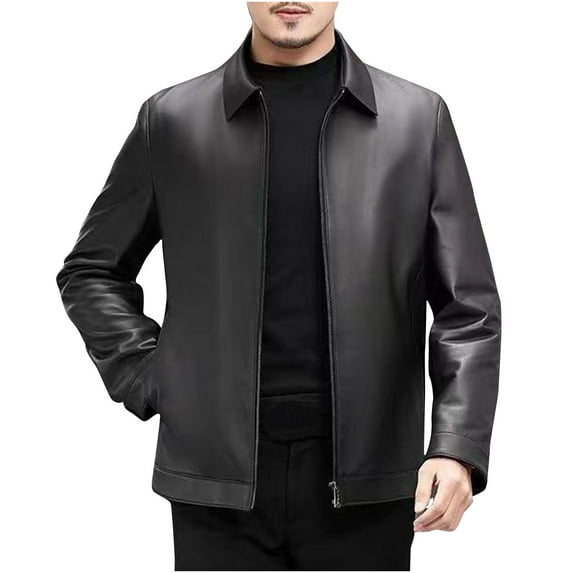 Zpanxa Vintage Motorcycle Leather Jacket Men's Distressed Genuine Leather Hooded Long Sleeve Riding Coat with Zippered Pockets for Retro Urban Style Black S