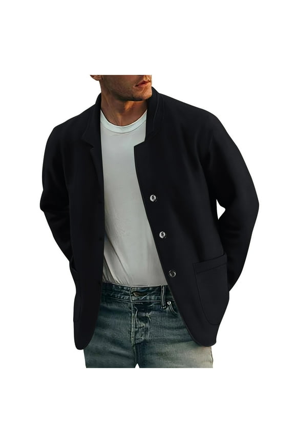 Vintage Work Jacket Men's Distressed Cotton Blend Long Sleeve Utility Coat with Multiple Pockets for Retro Casual and Street Style Black XL