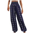 thumbnail image 1 of Zpanxa Wide Leg Pants Woman Slim Slightly Elastic Versatile Plaid Wide Leg Casual Pants Blue L, 1 of 6