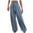 thumbnail image 1 of Zpanxa Wide Leg Pants Woman Slim Slightly Elastic Versatile Plaid Wide Leg Casual Pants Sky Blue S, 1 of 6