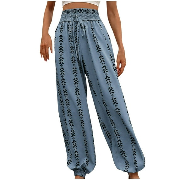 Zpanxa Wide Leg Pants Woman Slim Slightly Elastic Versatile Plaid Wide Leg Casual Pants Sky Blue S