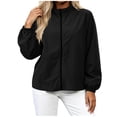 thumbnail image 1 of Zpanxa Windbreaker Jacket Women Stand Collar Zip Up Lightweight Hoodless Elastic Cuffs Sports Coat with Pockets Black L, 1 of 5