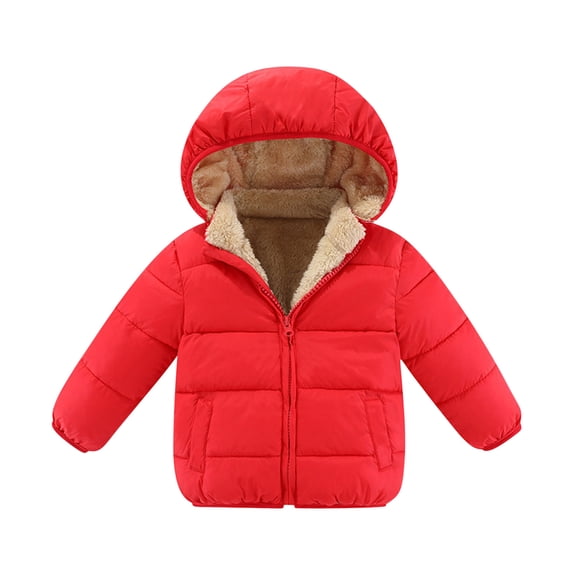 Zpanxa Windproof Teddy Bear Ear Hooded Jacket Thermal Insulated Plush Fleece Lined Thickened Winter Coat Cozy Warm Outerwear for Ages 12 Months to 6 Years