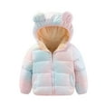 thumbnail image 1 of Zpanxa Windproof Teddy Bear Ear Hooded Jacket Thermal Insulated Plush Fleece Lined Thickened Winter Coat Snug Fit Warm Outerwear for Ages 12 Months to 6 Years, 1 of 3