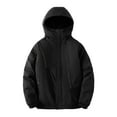 thumbnail image 1 of Zpanxa Winter Coats for Men Lightweight Zip up Puffer Jacket Warm Solid Color Hooded Cotton Padded Coat Jacket Casual Long Sleeve Outwear with Pockets Black 3XL, 1 of 7