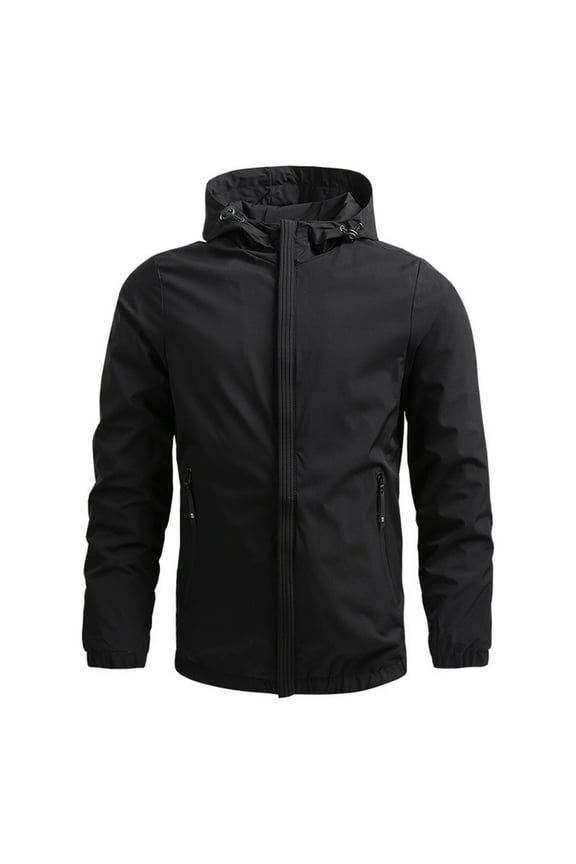 Winter Coats for Men Plus Size Casual Windbreaker Jacket Windproof Outdoor Snow Jacket Loose Long Sleeve Zip up Hooded Jacket Outerwear Black A 5XL