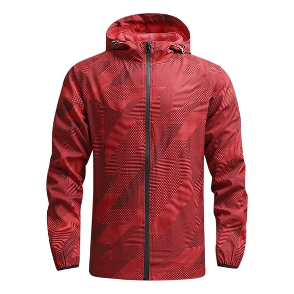 Zpanxa Winter Coats for Men Plus Size Casual Windbreaker Jacket Windproof Outdoor Snow Jacket Loose Long Sleeve Zip up Hooded Jacket Outerwear Red B 5XL